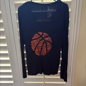 GAP Black Long Sleeve Tee with Orange Graphic